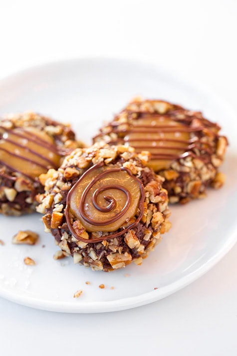 Gourmet Salted Caramel Turtle Thumbprint Cookies Made Easy